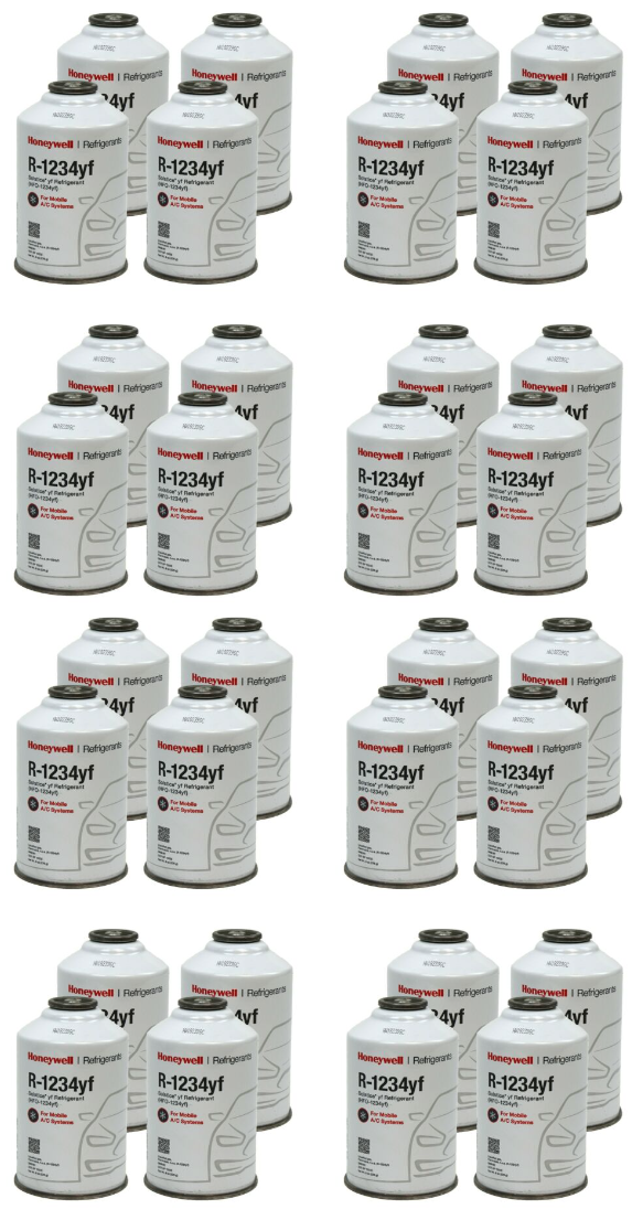 Honeywell R-1234yf, Thirty-Two(32) 8-ounce Cans of Refrigerant (EIGHT CASES) (Brand may vary between Honeywell or National Refrigerants)