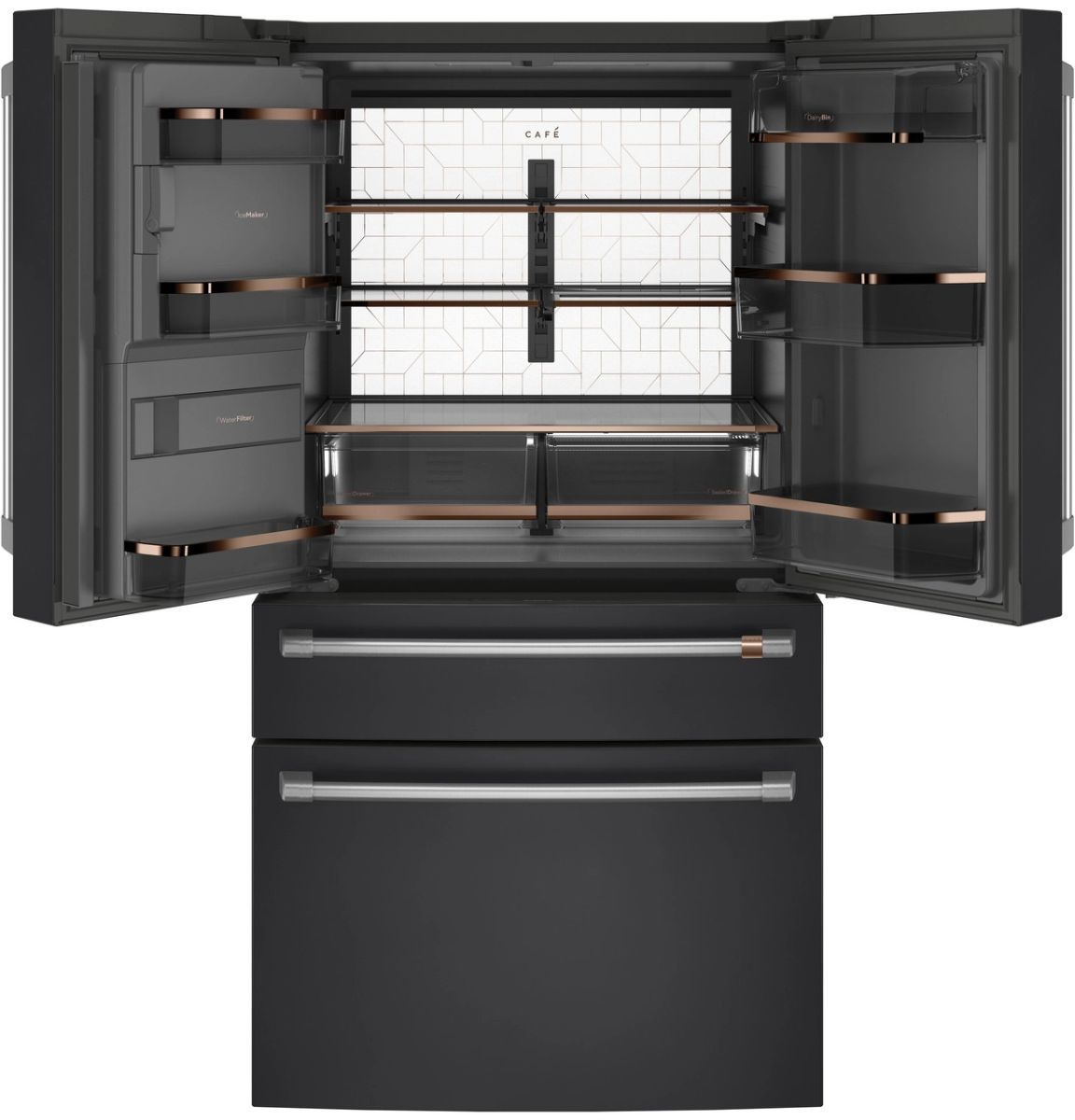 Café™ 36" 22.3 Cu. Ft. Matte Black Counter Depth French Door Refrigerator