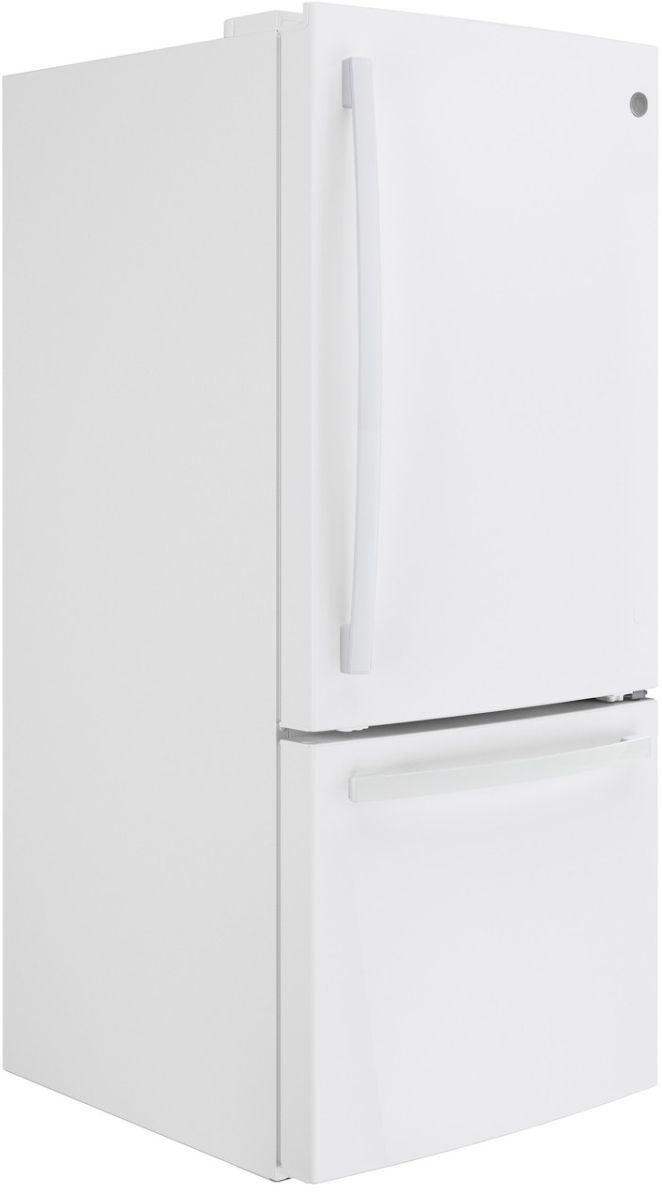 GE® 30" 21.0 Cu. Ft. White Bottom Freezer Refrigerator with Ice Maker