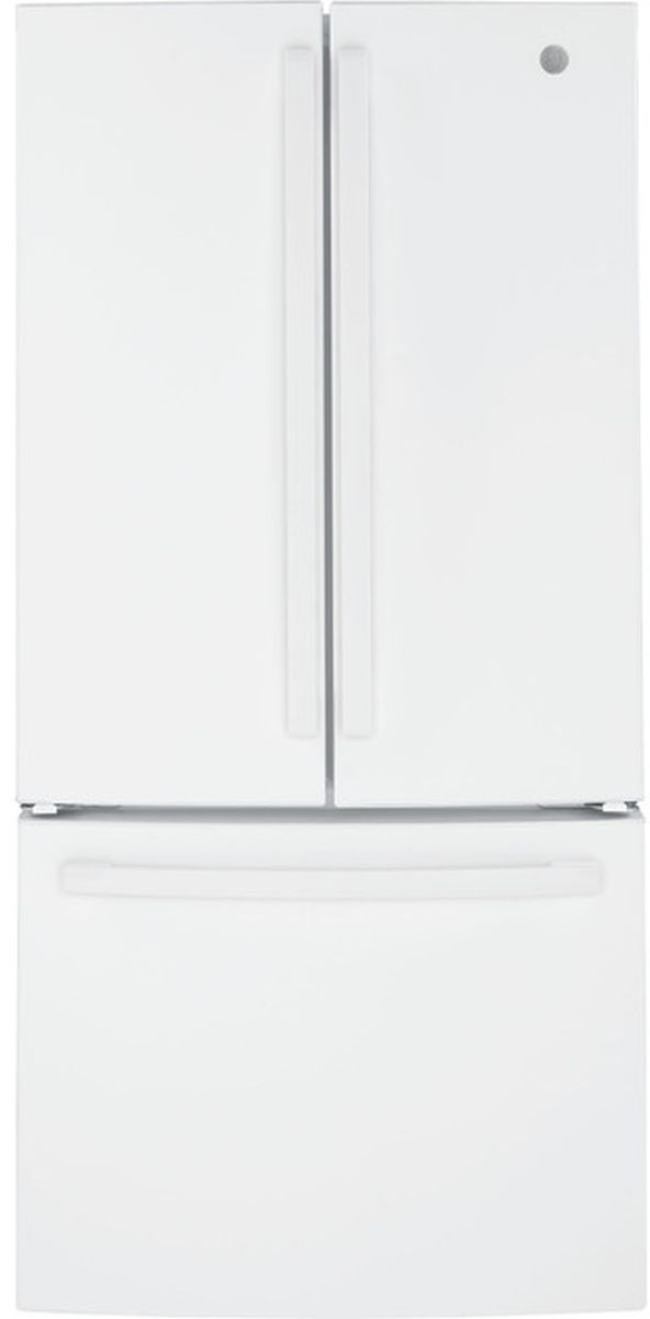 GE® 33" 18.6 Cu. Ft. White Counter Depth French Door Refrigerator with Internal Water Dispenser