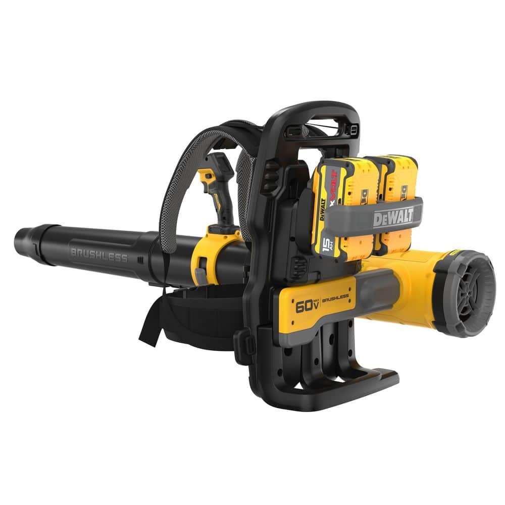 DEWALT FLEXVOLT 60V MAX 855 CFM 160 MPH Cordless Battery Powered Backpack Blower with 5.0 Ah Batteries and Chargers DCBL570Z2