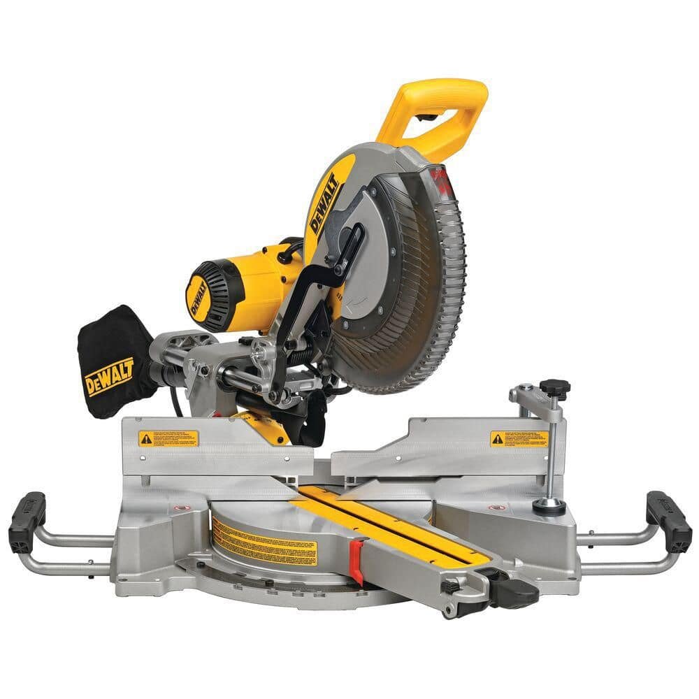 DEWALT 15 Amp Corded 12 in. Double Bevel Sliding Compound Miter Saw with XPS technology, Blade Wrench and Material Clamp DWS780