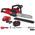 Milwaukee M18 FUEL 18V 16 in. Brushless Cordless Battery Powered Chainsaw Kit w/ Pole Saw, 12.0 Ah Battery and Rapid Charger 2727-21HD-3016-20PS