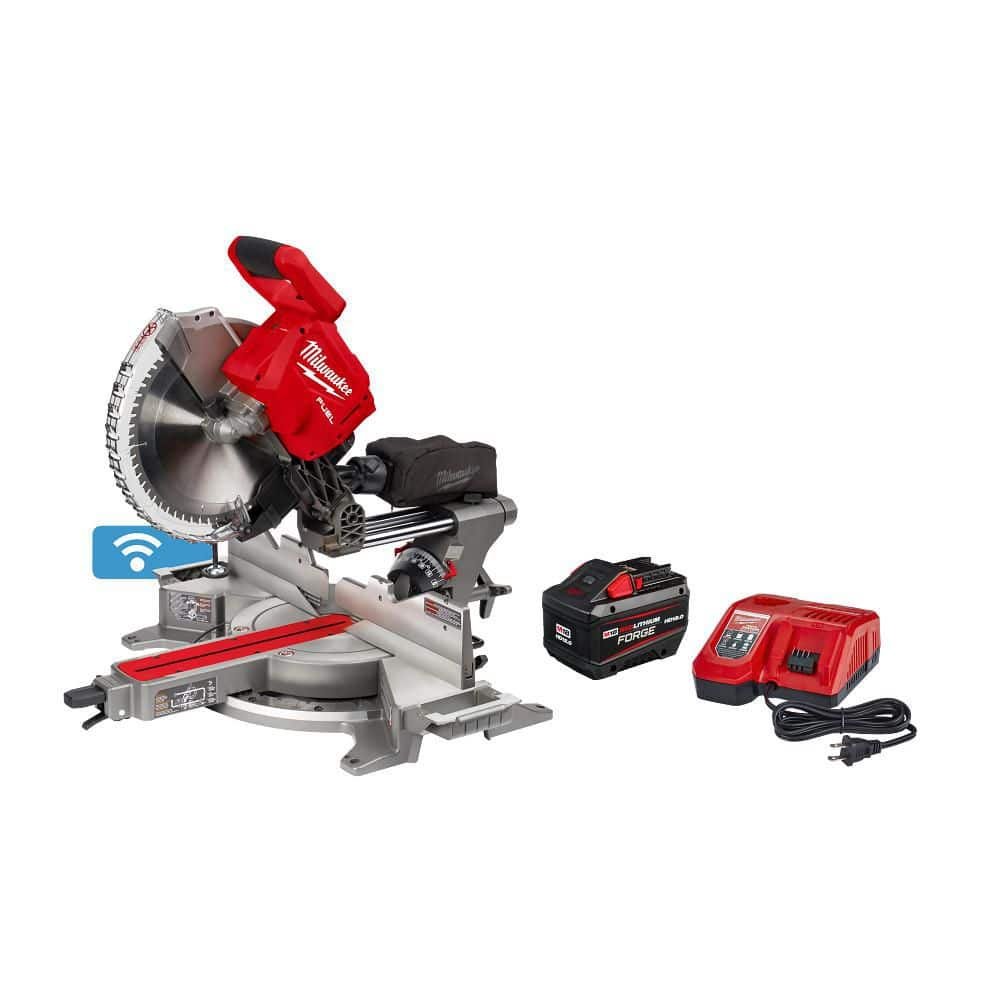 Milwaukee M18 FUEL 18V Lithium-Ion Brushless Cordless 12 in. Dual Bevel Sliding Compound Miter Saw Kit with One 12.0Ah Battery 2739-21HD