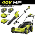 RYOBI 40V HP Brushless 20" Cordless Battery Walk Behind Self-Propelled Mower, w/ String Trimmer, Blower, Batteries & Chargers RY40HPLM07K-RY40HPCK202K