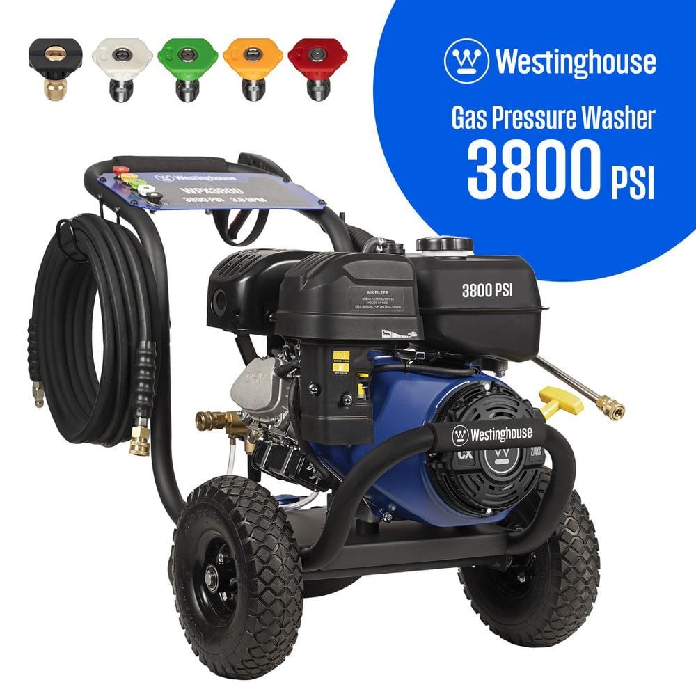 Westinghouse 3800 PSI 3.6 GPM 274cc Gas Powered Triplex Pump Cold Water Pressure Washer with 5-Quick Connect Nozzles WPX3800